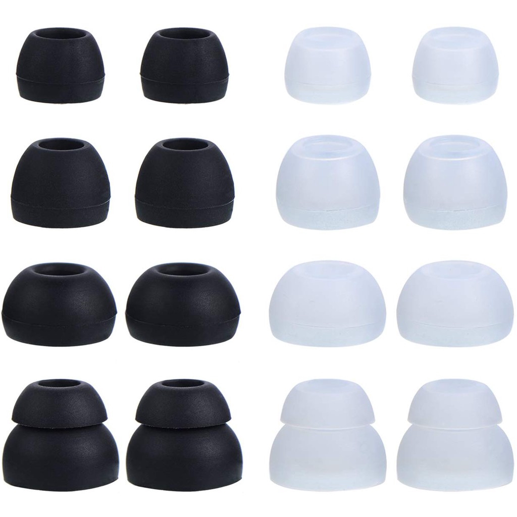 [ Choice] 8 Pares De Fones De Ouvido De Reposição Com Pontas De Silicone Para Preto E Transparente