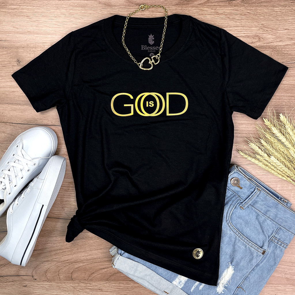 Camiseta Feminina Preta God is Good