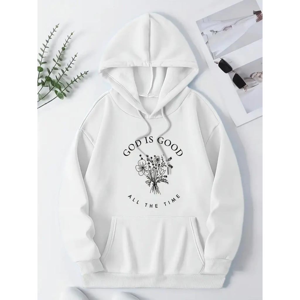 Moletom Elegante de poliéster Unisex com bolso canguru, estampado 