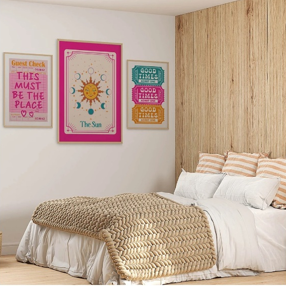 Quadros decorativos Goods vibes sol (3 peças)