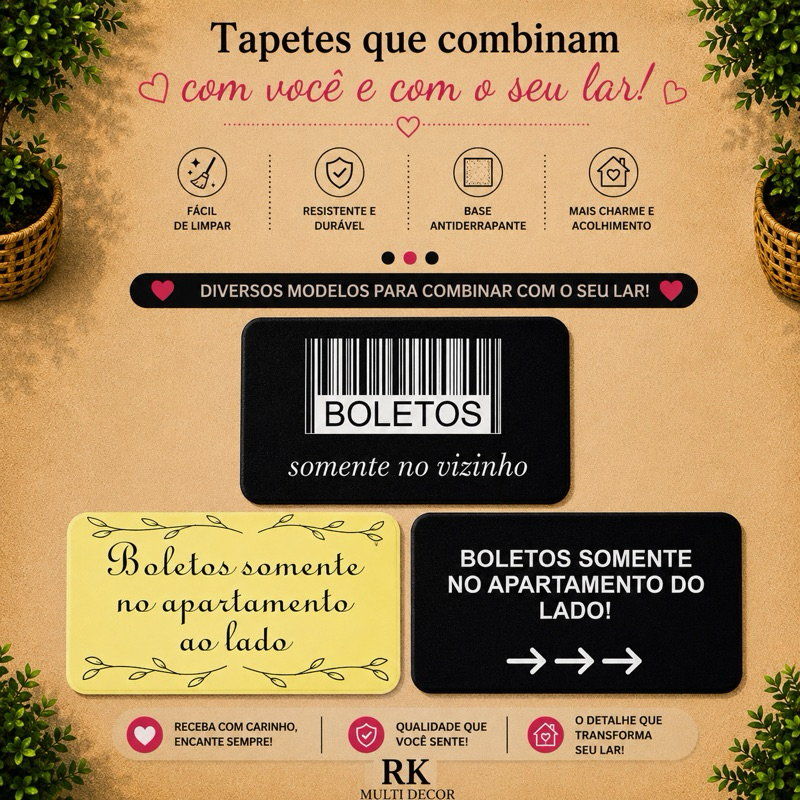 🔥 QUEIMA DE ESTOQUE – TAPETES DE ENTRADA ANTIDERRAPANTES 🔥 - BOLETOS