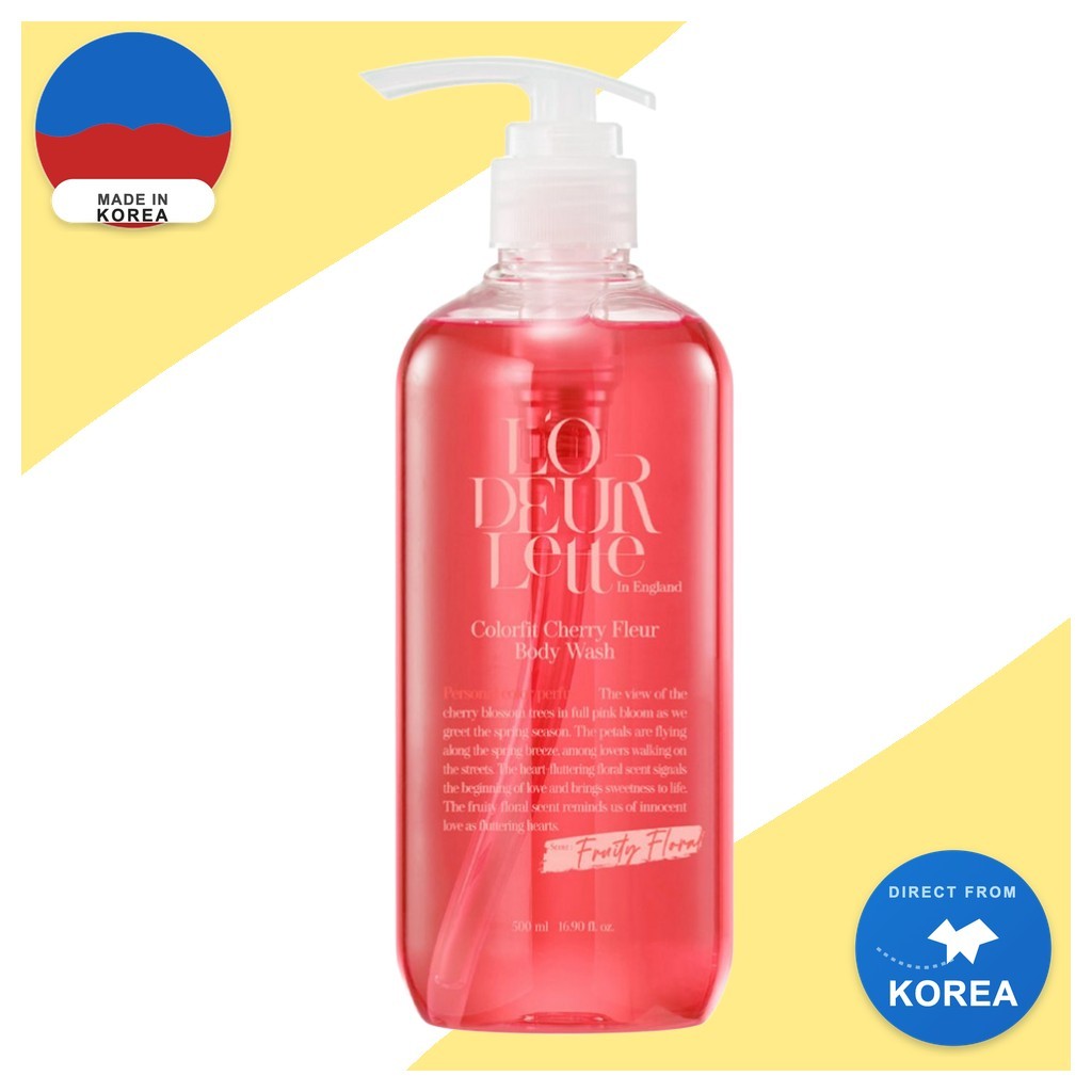 [lodeurlette] Sabonete Líquido Colorfit Cherry Fleur 500ml 1 Unidade/Coreano/Fragrância Flor De Cerejeira/Limpador Corpo
