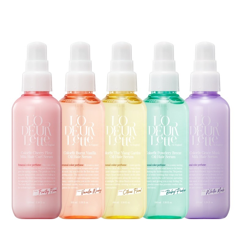 L'ODEURLETTE Colorfit Hair Serum 100ml Sérum Capilar Perfumado 5 Fragrâncias Não Pegajoso Óleo/Leite