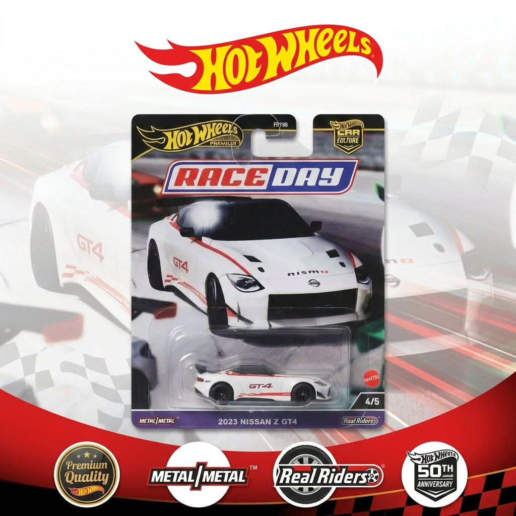 Hot Wheels Car Culture Race Day Nissan Z GT4 White Mini Car HRV73 Diecast Toy Age 3+