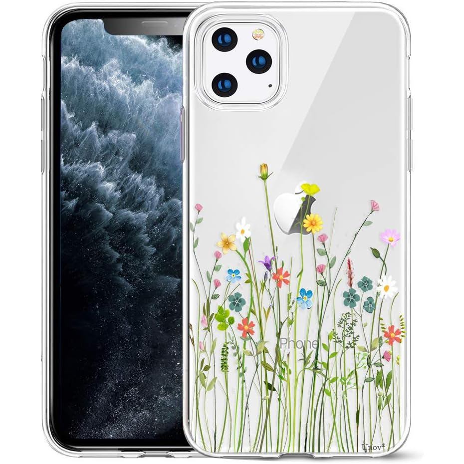 Unov Case Compatible with iPhone 11 Pro Case Clear with Design Slim Protective Soft TPU Bumper Embossed Flower Pattern 5