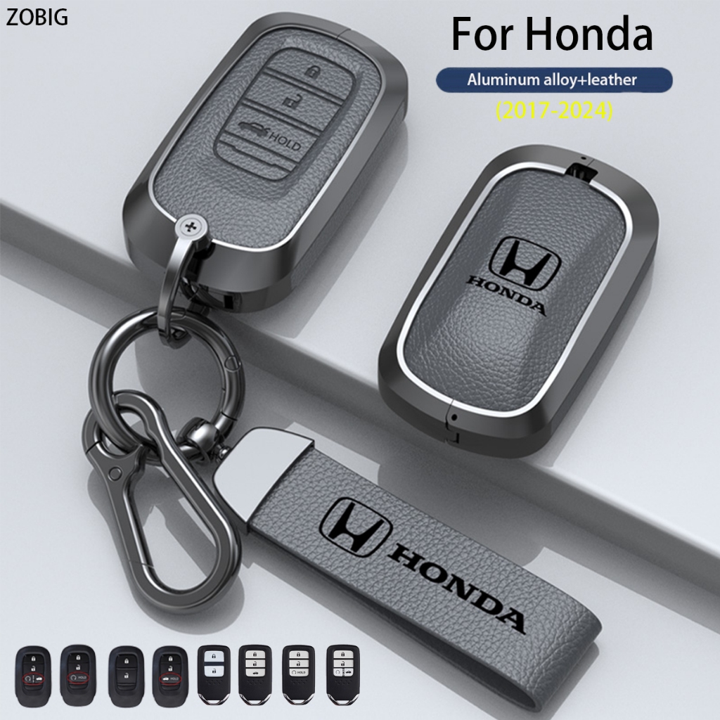 ZOBIG Para Honda key Fob Capa De Couro De Liga De Zinco Chave 2024 2023 City Civic HRV CRV Accord Sport SI EX-L De Carro De Passeio