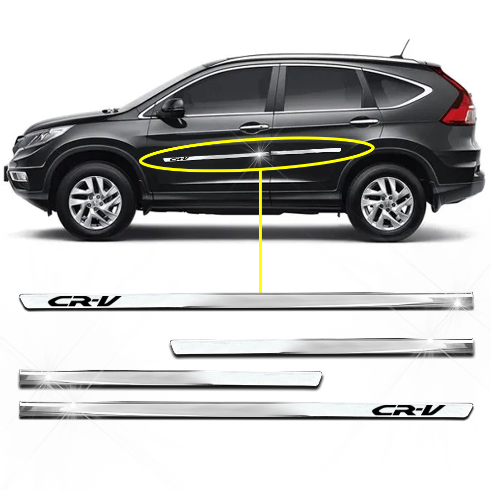 Aplique Friso Lateral Kit Cromado Slim Crv 2007 á 2023 4 Portas