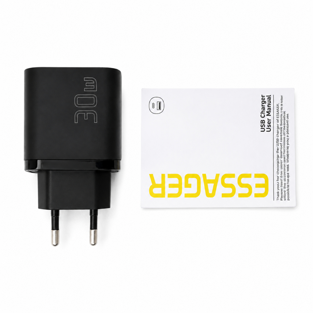 Carregador ESSAGER Mini 30W Tipo C Fast Charge Black