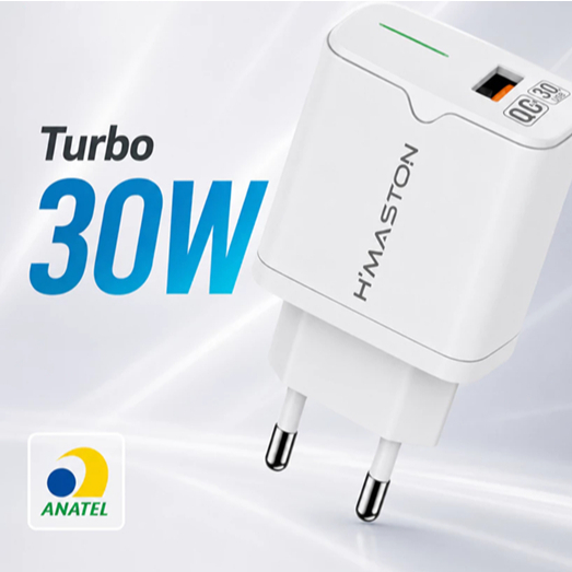 Fonte Carregador Turbo 30W H'Maston LR21-4 Original USB Fast Charge Carregamento Rápido Android iPhone