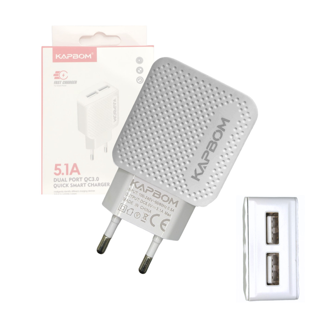 Fonte Carregador 3.1A Fast Charger  QC 3.0 Duas Porta USB Kapbom KA-373