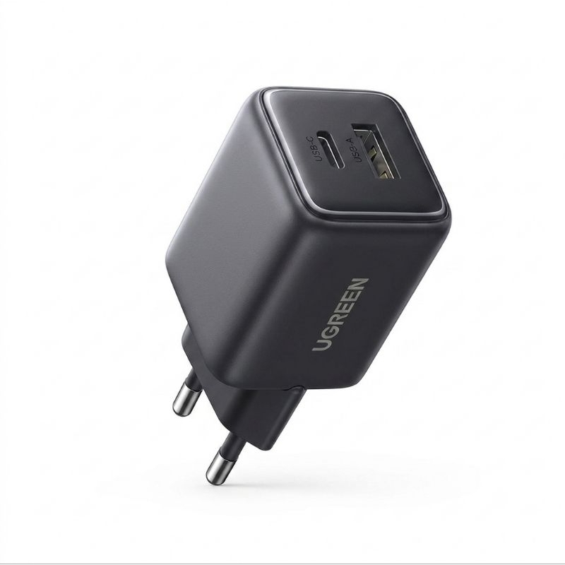 Carregador Ugreen 20W GaN Fast Charger Duas Portas USB-C USB-A Original Rápido Compatível iPhone Samsung Xiaomi