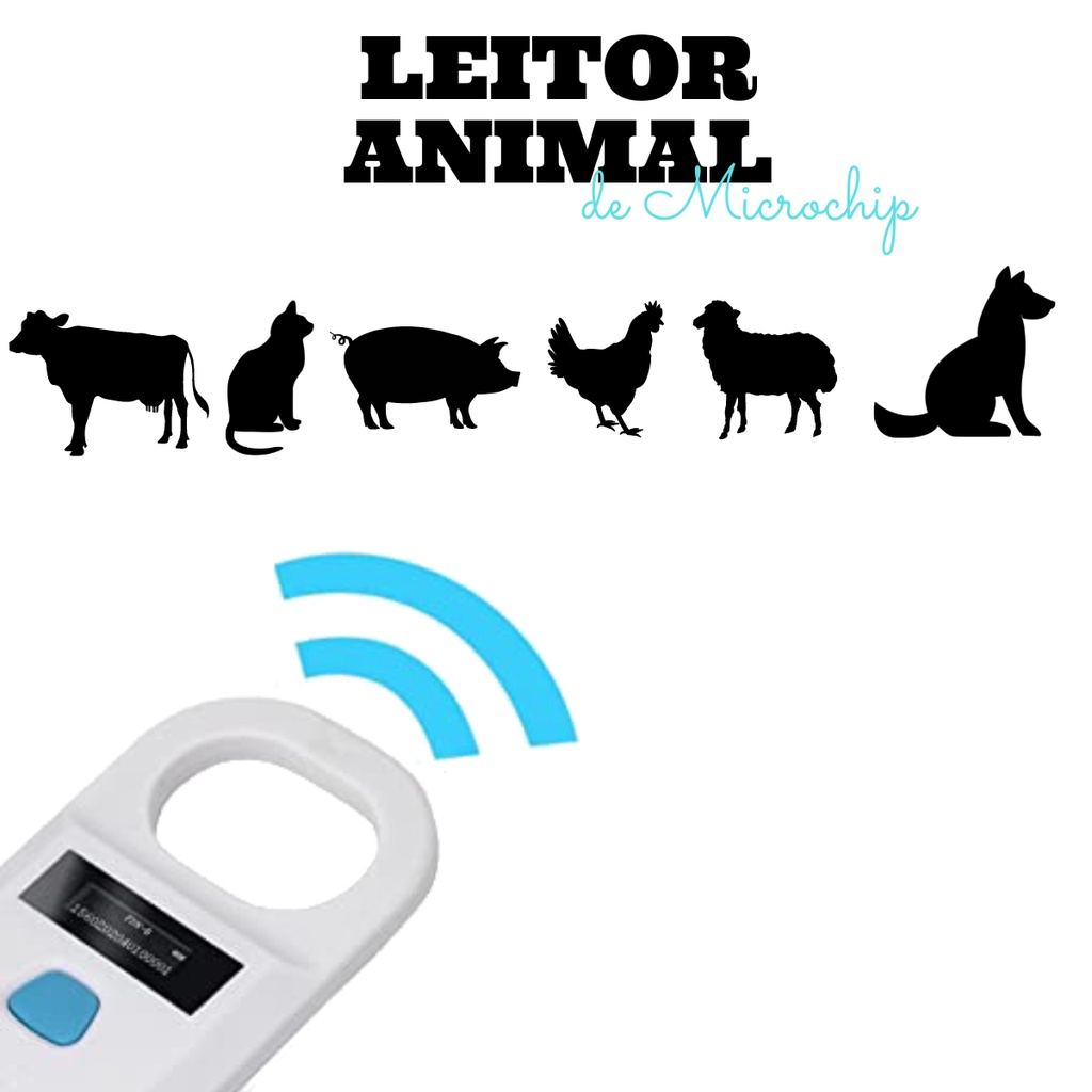 Leitor De Microchip Animal Display LCD Branco - Animal ID