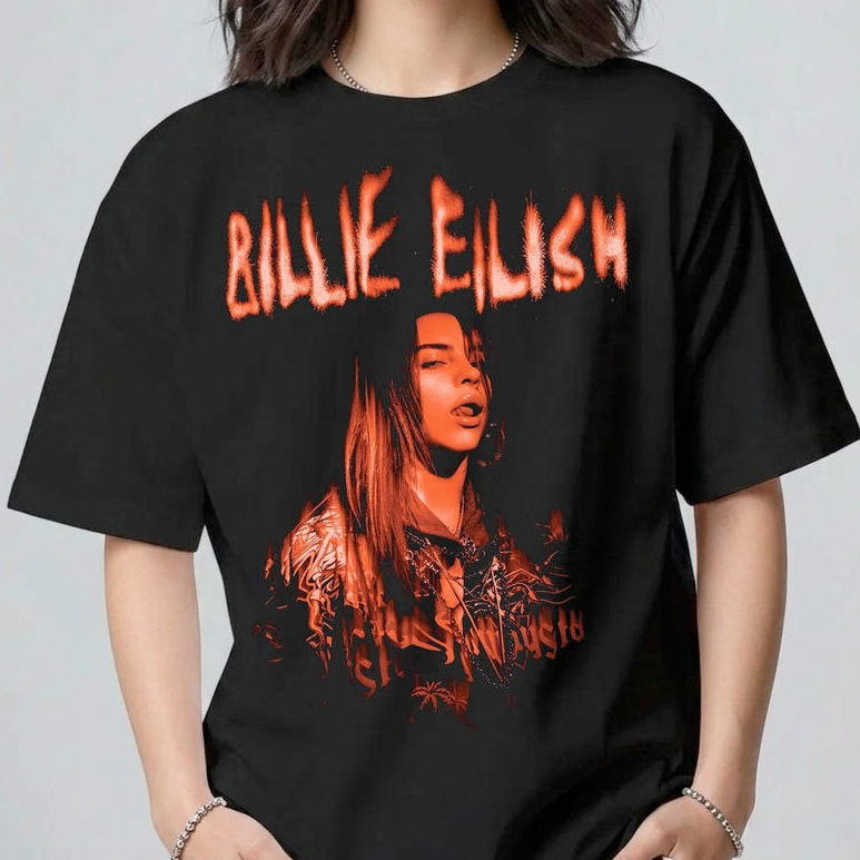 Camiseta Billie Eilish Cantora Estrela POP BIRDS OF A FEATHER Camisa Basica e Oversized Algodão