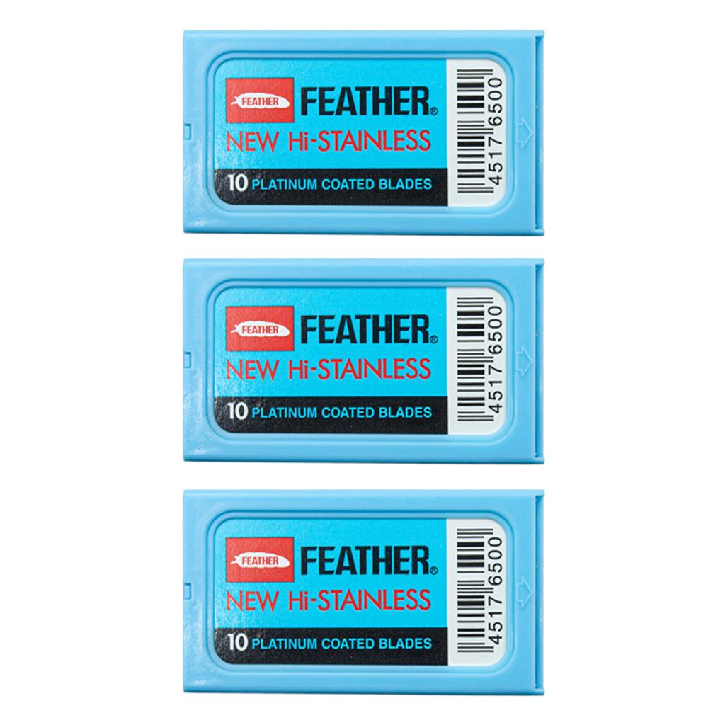 30 Lâminas para Barbear de Aço Inoxidável Feather
