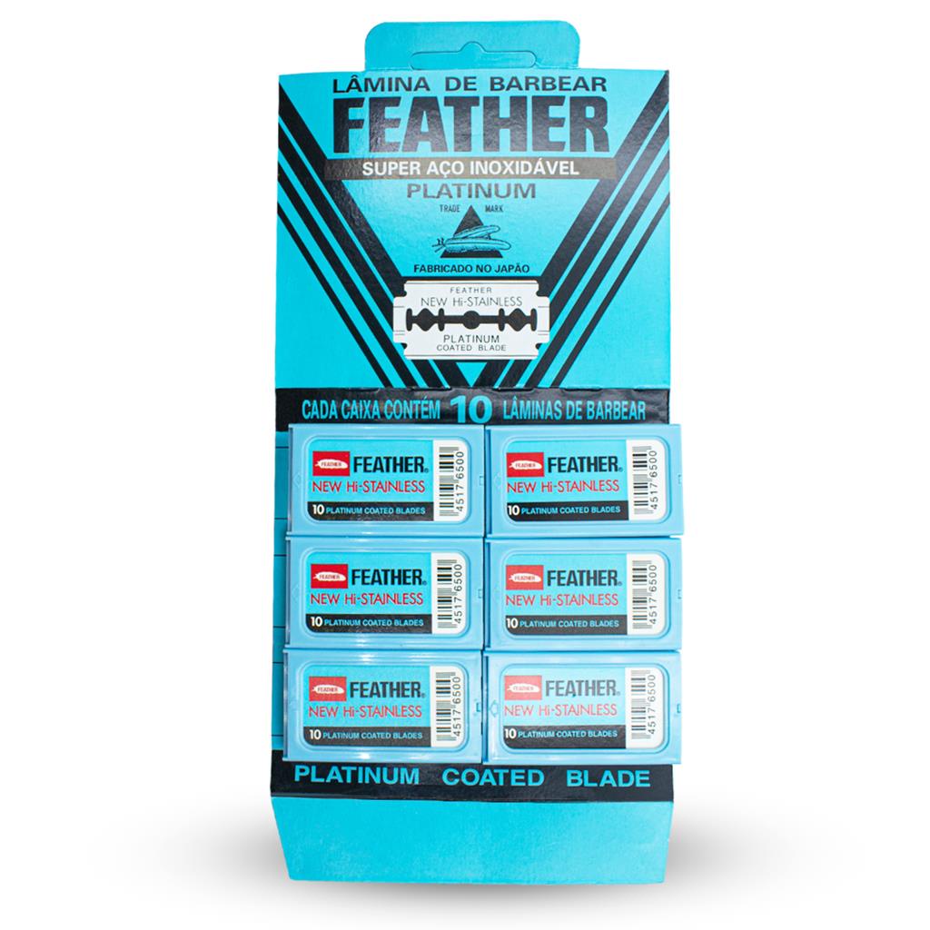 60 Lâminas para Barbear de Aço Inoxidável Feather