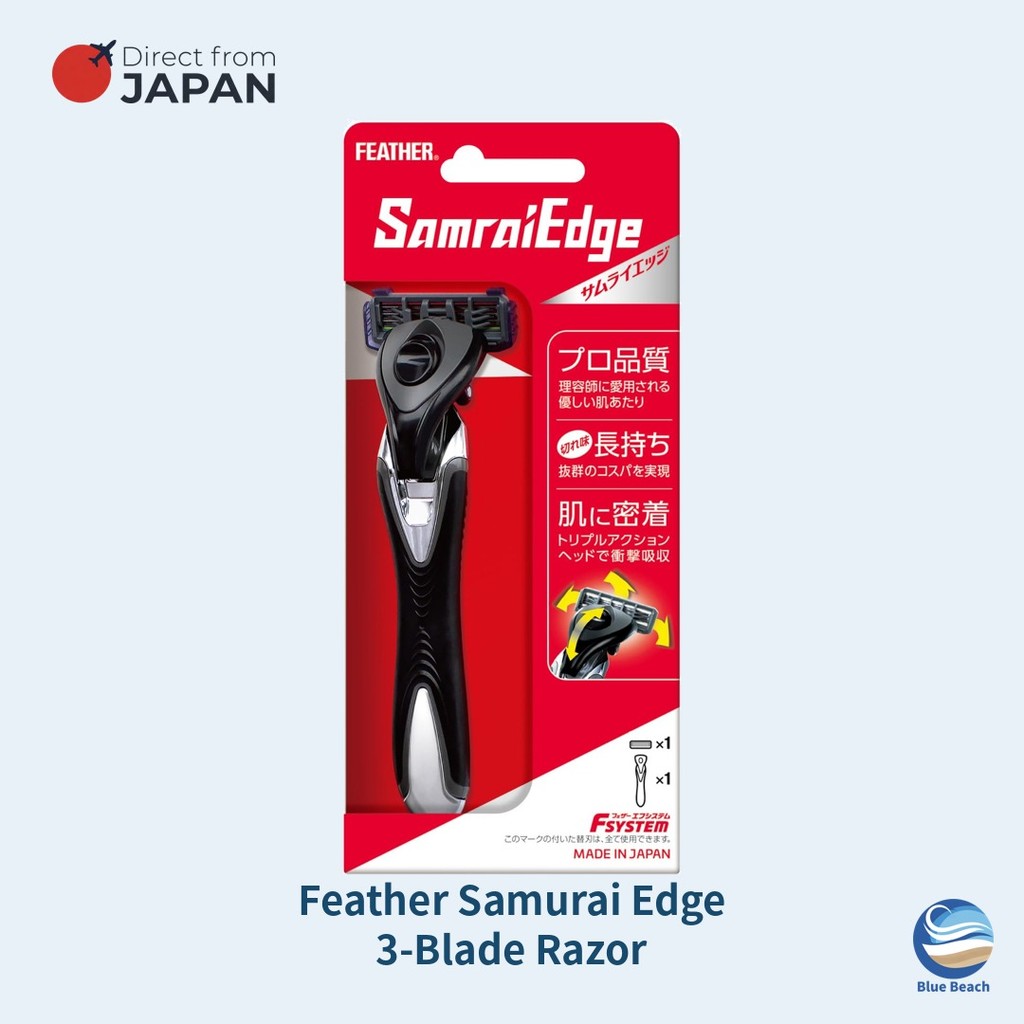 Feather Samurai Edge Aparelho de Barbear/Laminas Refil 4pc 8pc/3 Laminas Triple Action
