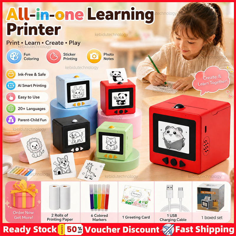 Nova Impressora AI BT E WIFI Térmica Portátil Smart Voice Sticker Box Com Display Mini Fabricante De Adesivos Térmicos P