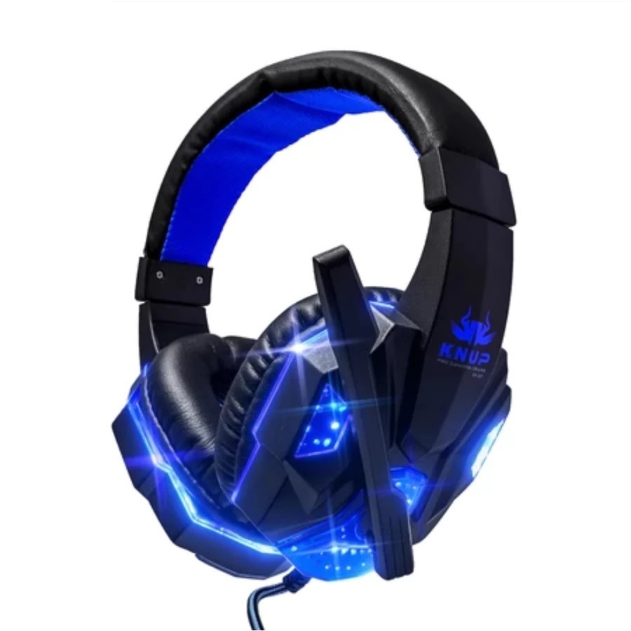 Headset Fone Gamer Knup Original Qualidade Prime KP-397 LED Profissional Microfone Controle USB/P2/PC/MAC/XBOX/PS4/VOICE