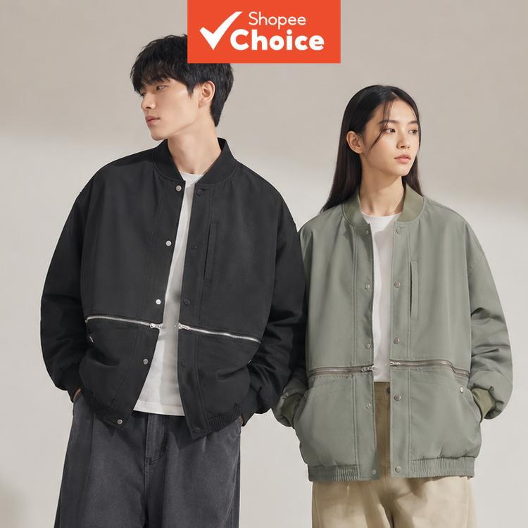 [Pronta Entrega] Jaqueta Varsity Removível - Jaqueta Techwear Bomber com Zíper, Corta-vento Oversize Unissex