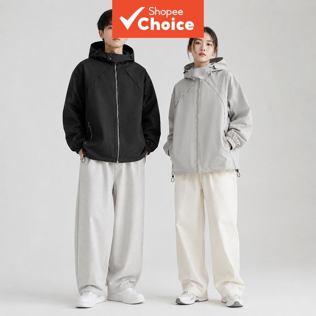 Jaqueta Masculina Techwear à Prova de Vento - Anorak Oversize Resistente à Água, Multi-Bolsos, Cor Cinza Claro