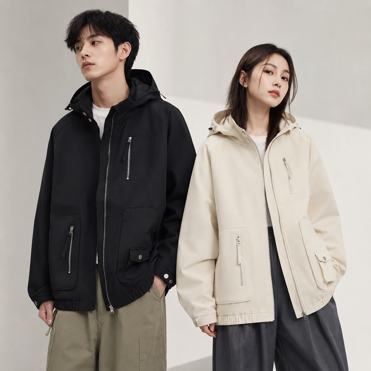 Jaqueta Masculina Techwear à Prova de Vento com Múltiplos Bolsos - Capuz Removível, Resistente à Água, Utilitária