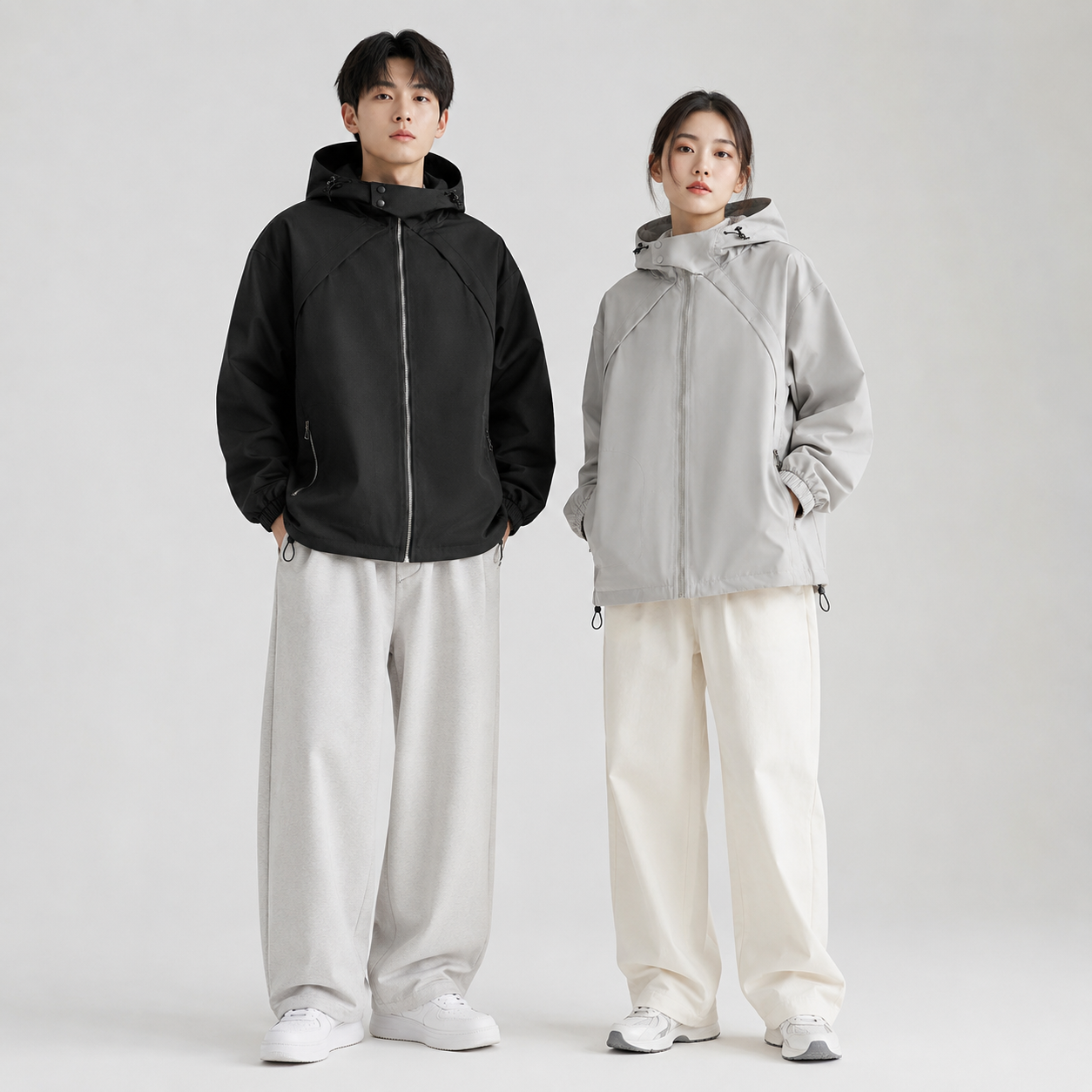 Jaqueta Masculina Techwear Corta-Vento à Prova de Água - Anorak Oversize Resistente à Água, Casaco Multi-Bolsos em