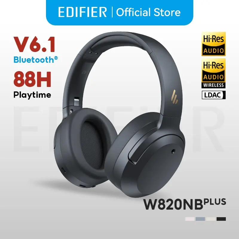 Edifier W820NB Plus (2025) wireless over-ear noise-canceling headphones, Bluetooth V6.1, Hi-Res Audio, can connect to tw