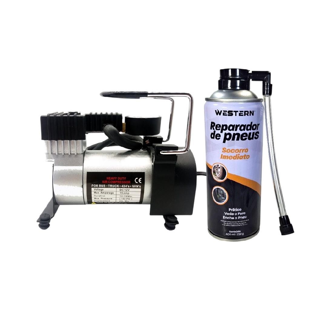 Mini Compressor Portátil 12V 150PSI Spray Reparo Eficiente Buraco No Pneu Emergência Rodovia