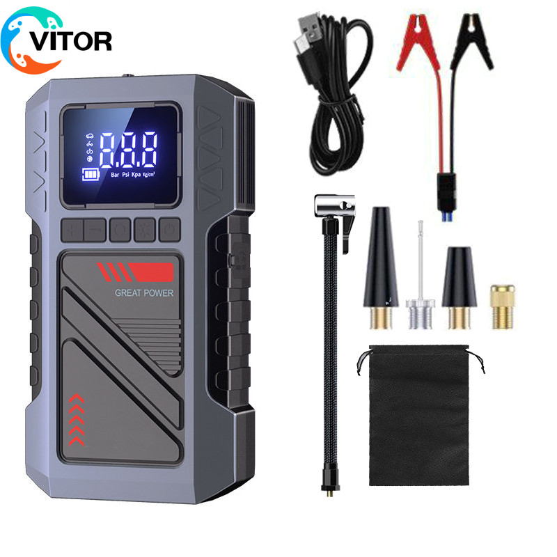 Compressor de Ar Automotivo 150 PSI 14.8V – Com Partida Auxiliar 12V, USB e Luz LED, Digital e Portátil para Uso Rápido