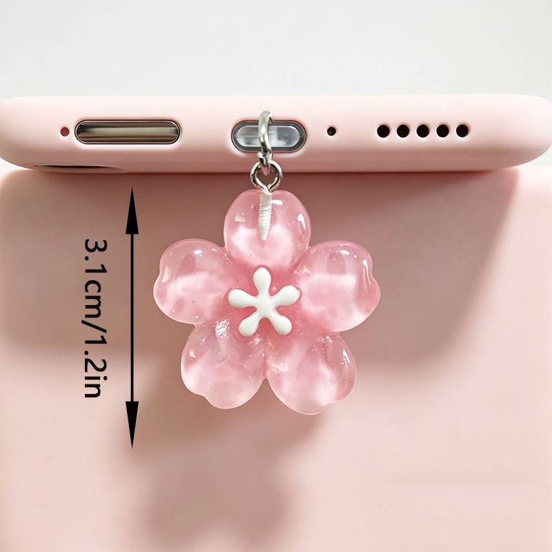 Flores De Cerejeira Telefone Poeira Plug Acessórios Decoração Pendurado Pingente Para iPhone Samsung Tipo-C Porta De Car