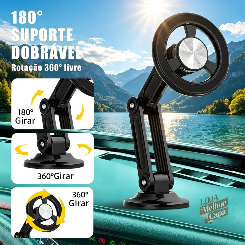 360° Suporte Celular Rotativo Car Veicular Magnético Carro Casa Mesa