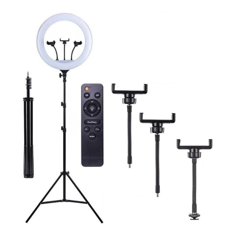 Ring Light 18 polegadas Com Suporte 3 Celulares e Trip 2,10 JorgeStore