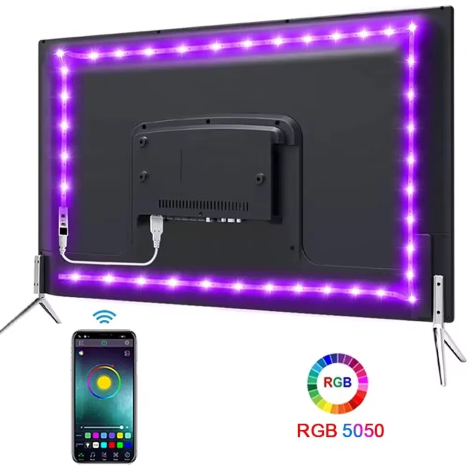 Faixa De Luz LED Com Bluetooth , Luzes RGB , Lâmpada Flexível , Fita , Autoadesiva , TV , Desktop , Diodo , De Fundo , S