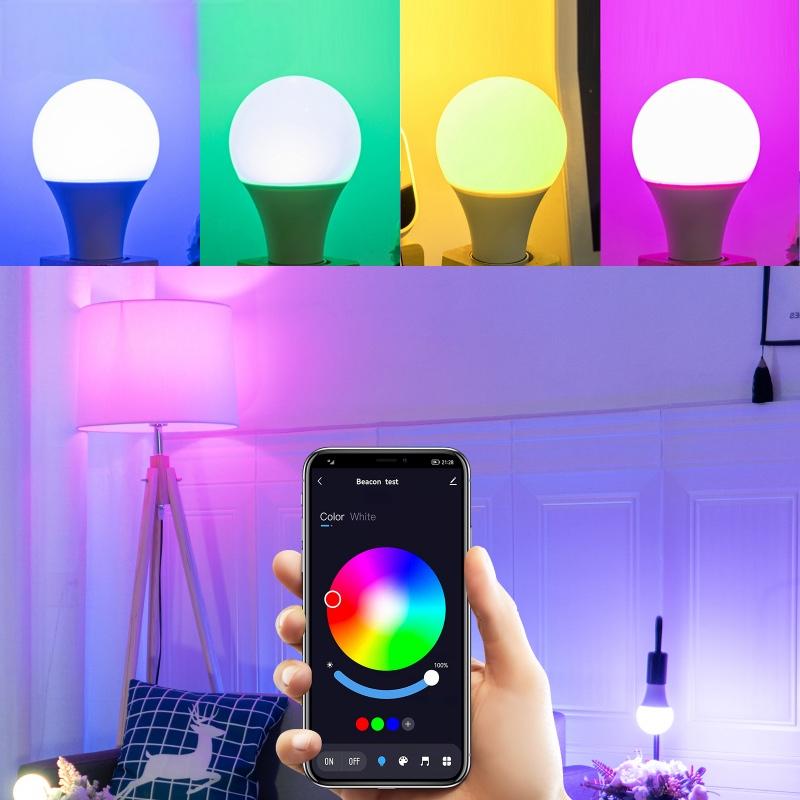 Nova Lâmpada Inteligente LED E27 RGB Tuya Controle por APP Bluetooth Lâmpada Dimmerizável Ampoule LED 15W 220V IP20