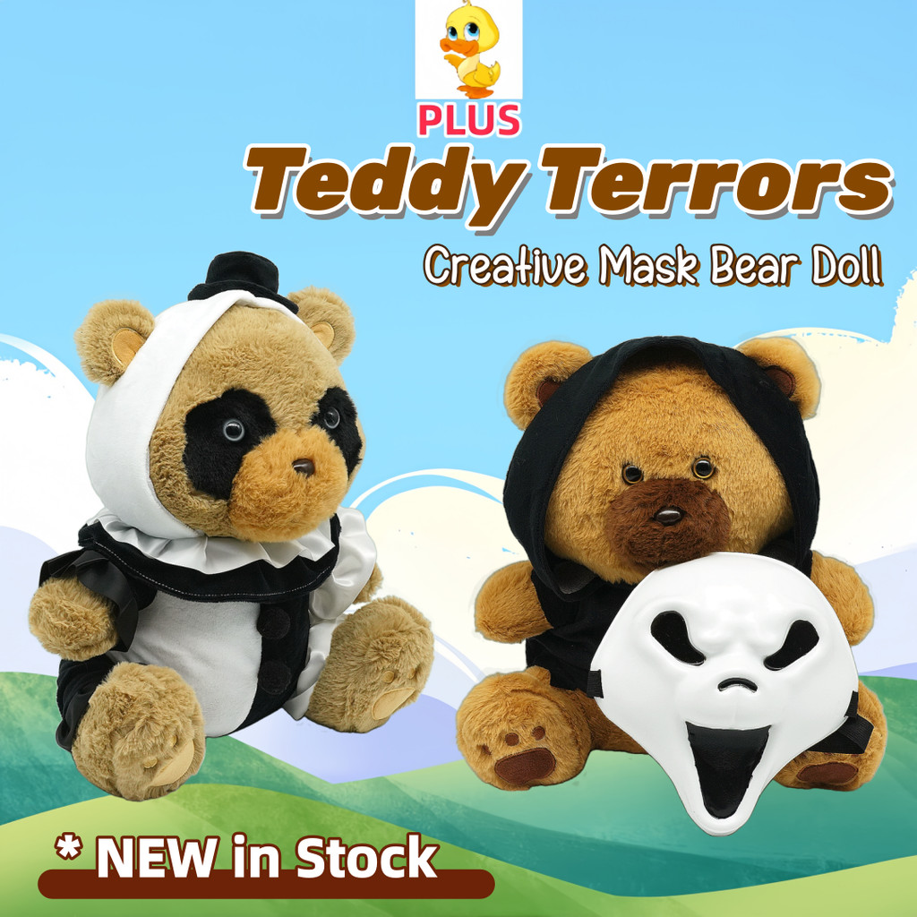 Mais ✨ Pelúcia Terrors 37cm Art The Clown Teddy Ghost Face Bonecos De Aterrorizante Ursinho Brinquedos Halloween Boneca