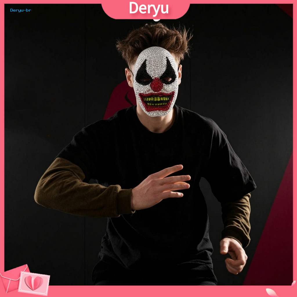 Halloween Clown Mask Joker Rhinestone – Sparkling Full Face for Masquerade Cosplay Costume Party for Adults