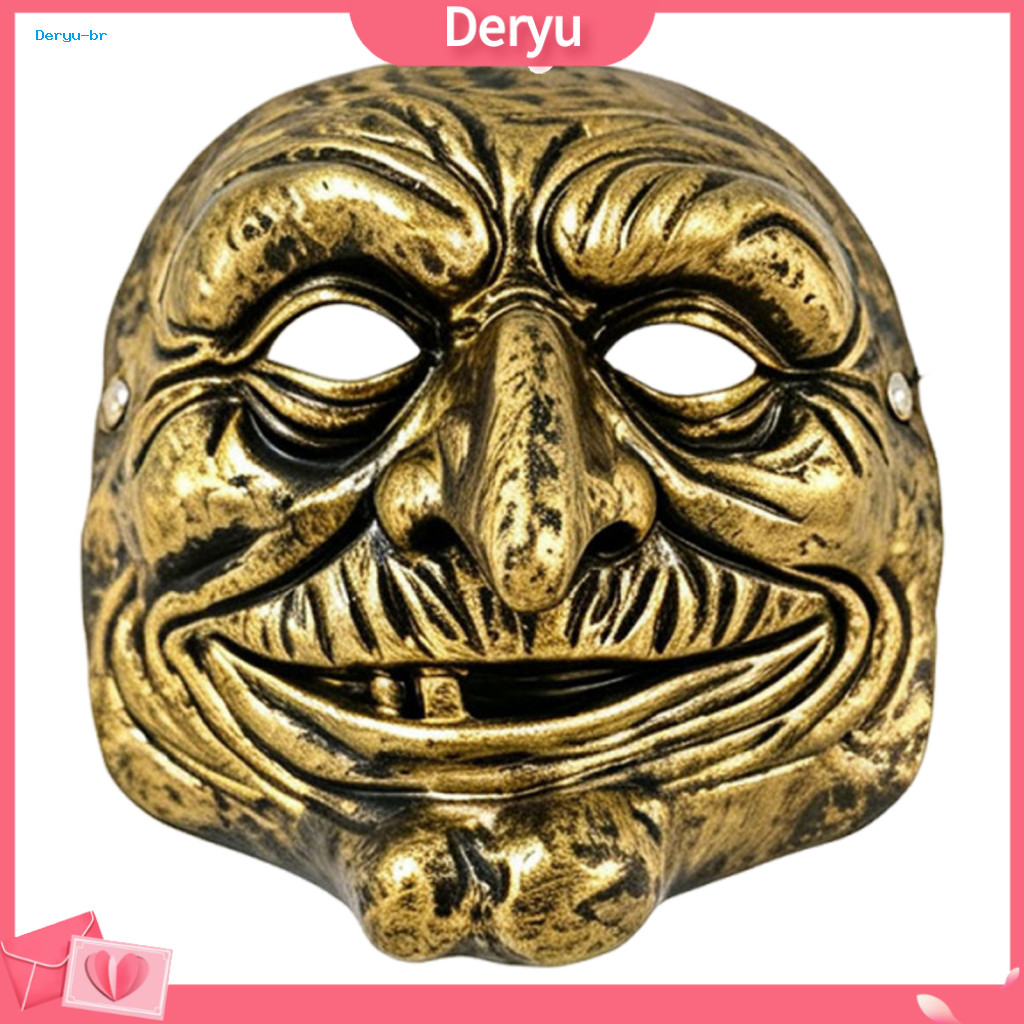 Dark Atmosphere Party Mask Retro Clown Halloween Vintage Face Gold Silver Masquerade Prop for Haunted House Cosplay Cost