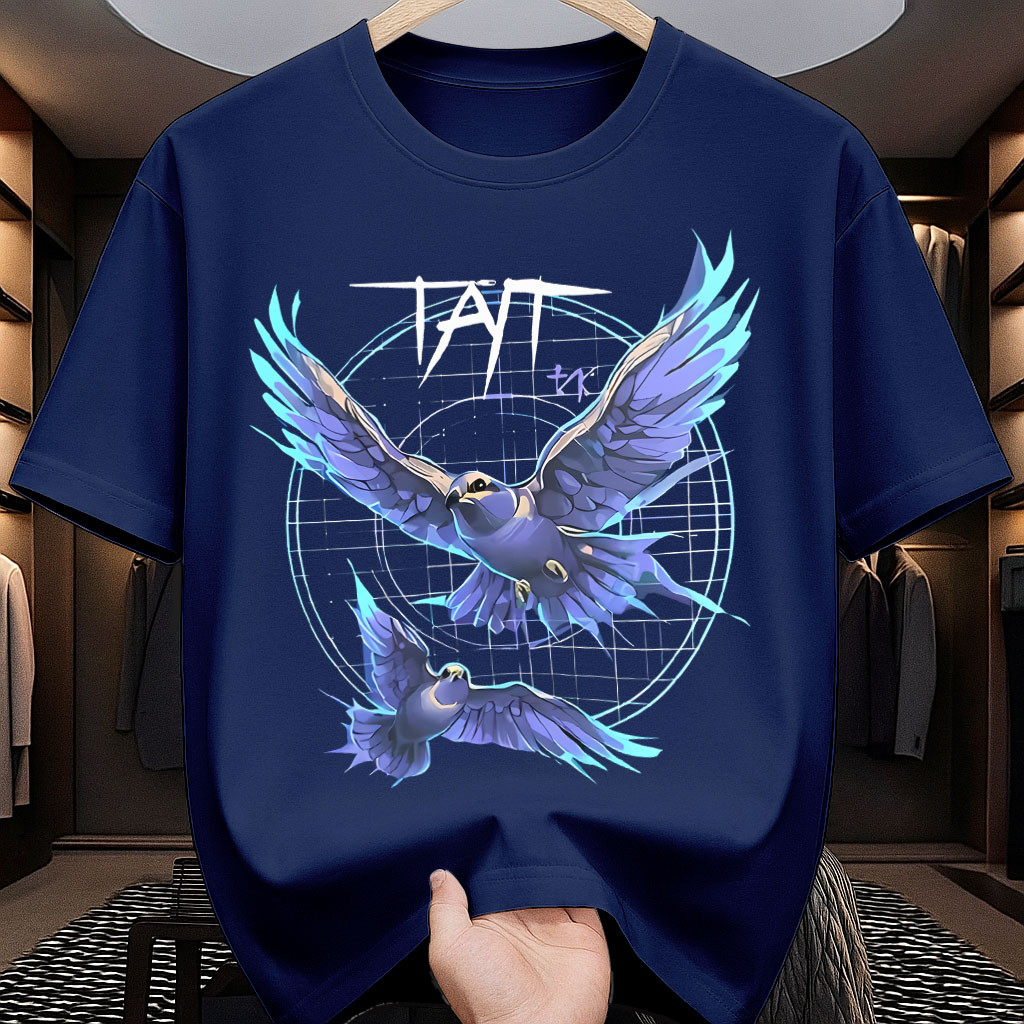 Camiseta Estampada Unissex | Arte Digital Pássaros Azuis em Voo TAT