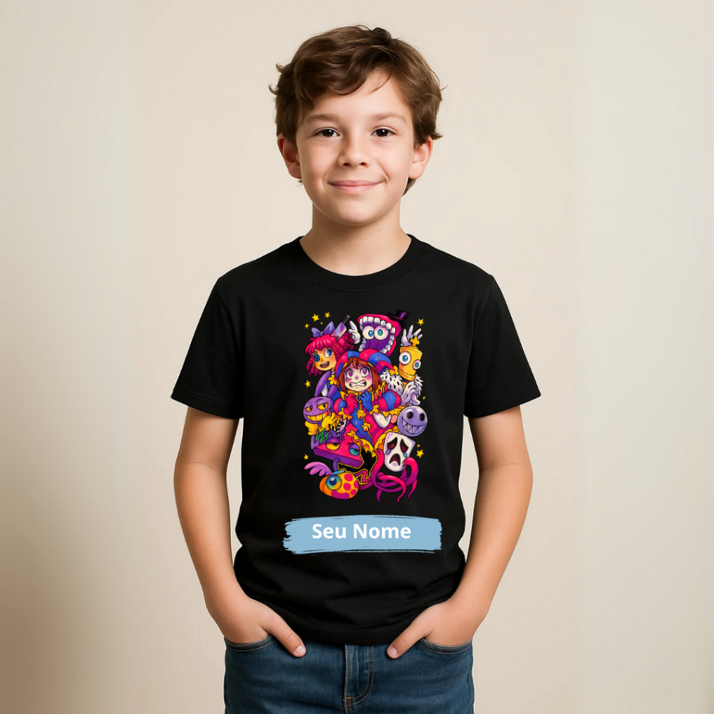 Camiseta Digital Circus O Incrivel Algodão personalizada Desenho Animado Com Nome Estampada