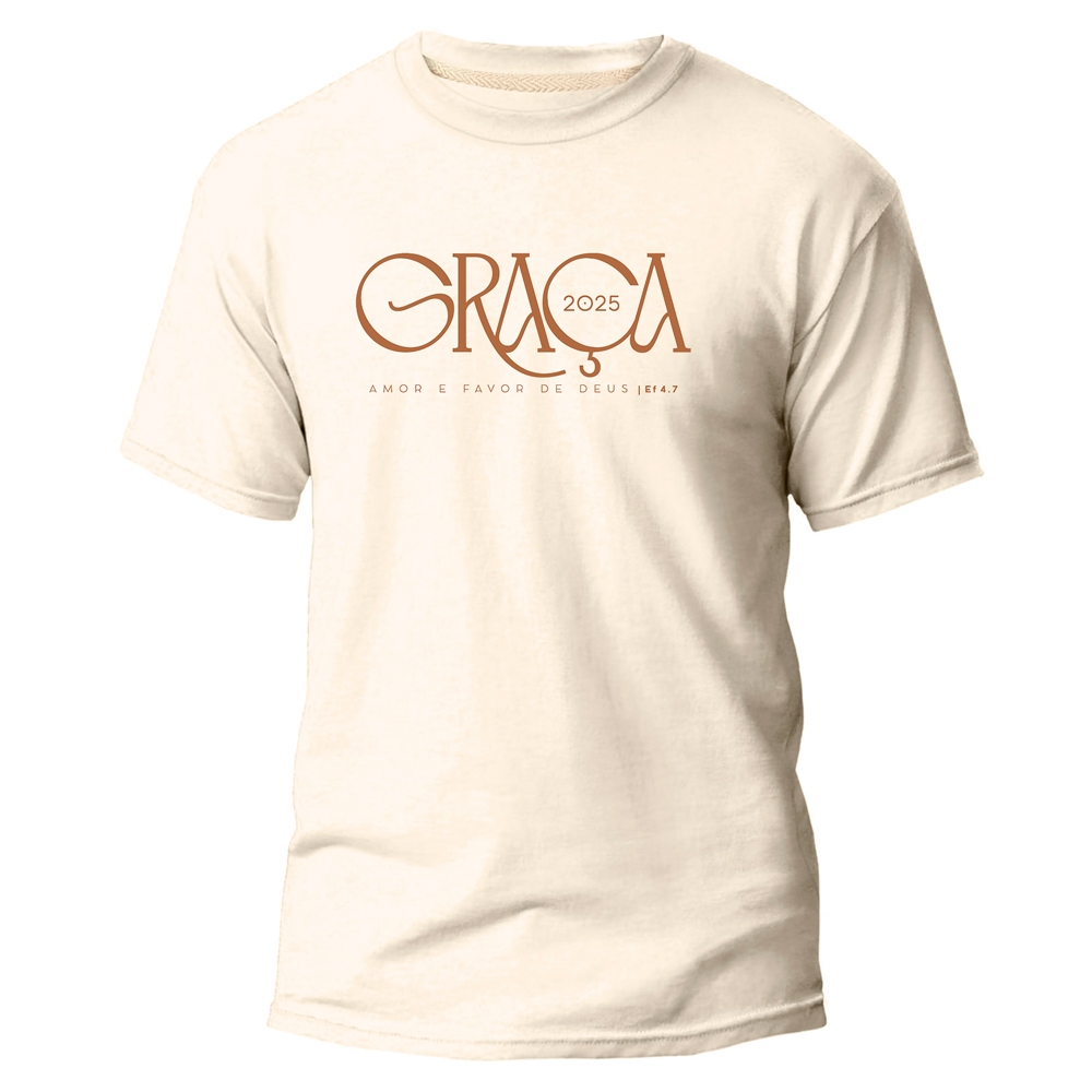 Camiseta 100% Algodão Premium Camisa Estampada Digital Cristão Evangélico Igreja Graça Promoção Exclusiva