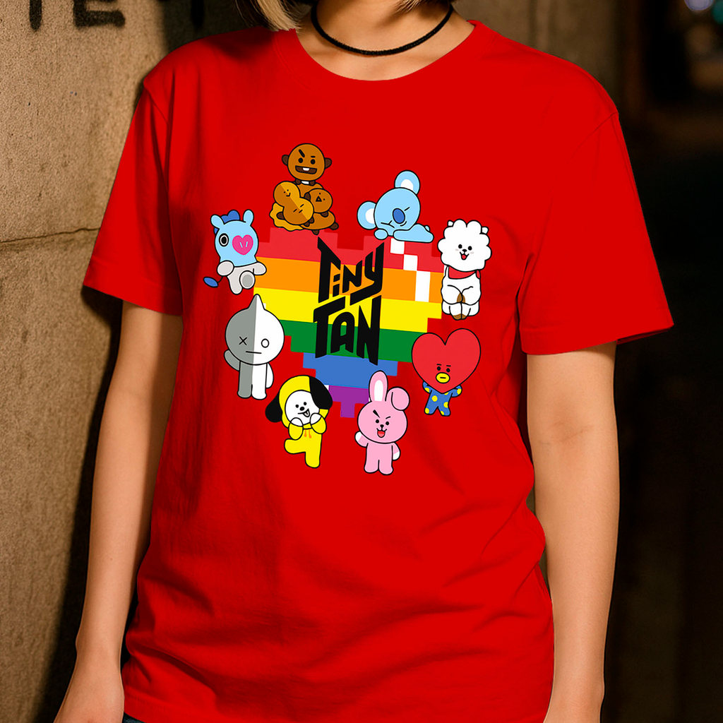 Camiseta Algodão BTS Army BT21 Camisa Moda Banda Coreana Tiny Tan Kpop Blusa Estampada Digital DTF