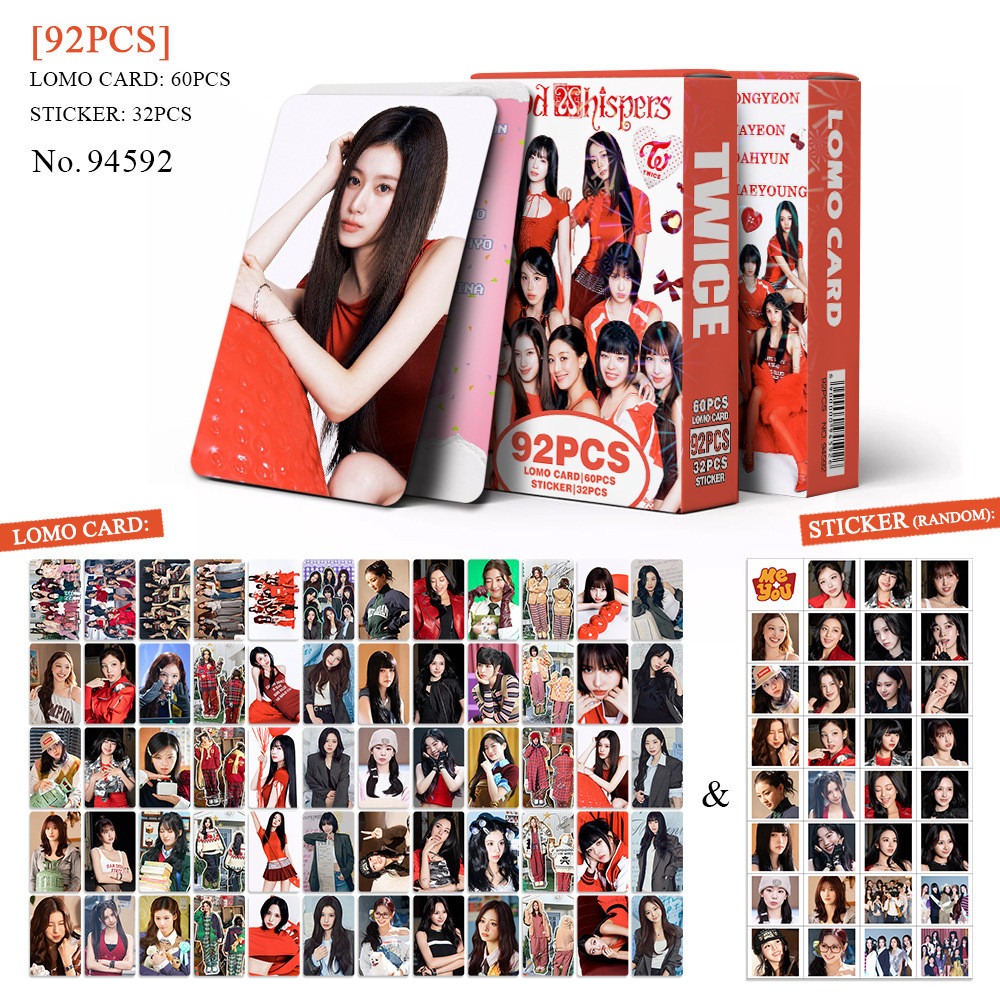 92-96pcs/box TWICE Photocards With You-th Lomo Cards Stickers Double Sided Nayeon Jeongyeon Momo Sana Jihyo Mina Dahyun Chaeyoung Tzuyu Kpop Postcard Fast Shipping YM