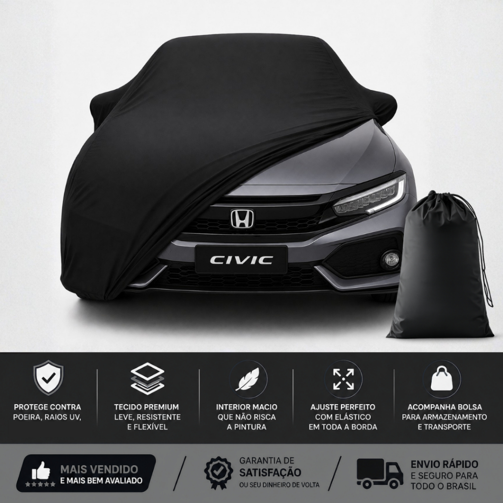 Capa de Carro Anti Risco e Poeira Proteção UV Tecido Premiun Helanca Lycra P M G