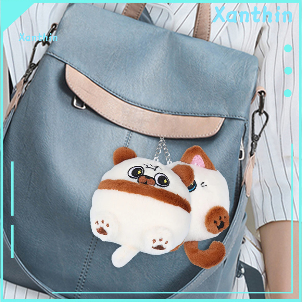 Plush Cat Toy Washable Cartoon Dog Keychain Cute Stuffed Kitten Puppy Animal Doll Pendant Backpack Decoration Birthday G