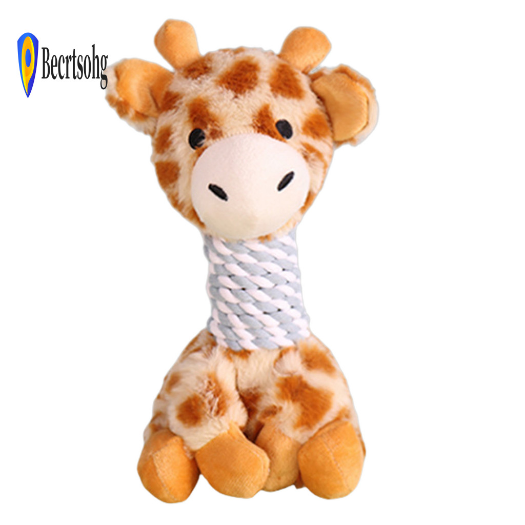 Durable Dog Chew Toys Tug of War Rope Plush Toy for Chewers – Soft Washable Squeaky Giraffe Raccoon with for Small to