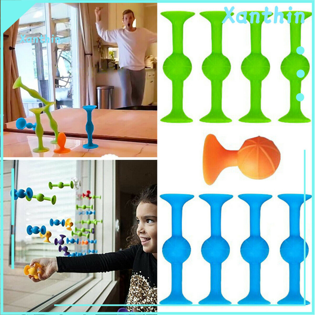 Non-marking Surface Dart Toy Washable for Stress Relief 9pcs Suction Cup Set – Reusable No Mark Building Blocks with f