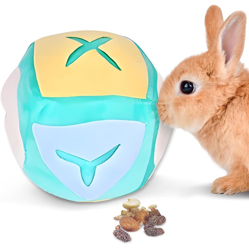 Hamiledyi Large Bunny Toys Foraging with Bell, Snuffle Ball Treat Dispenser Exercise Bunny Enrichment Toys Washable Puzz