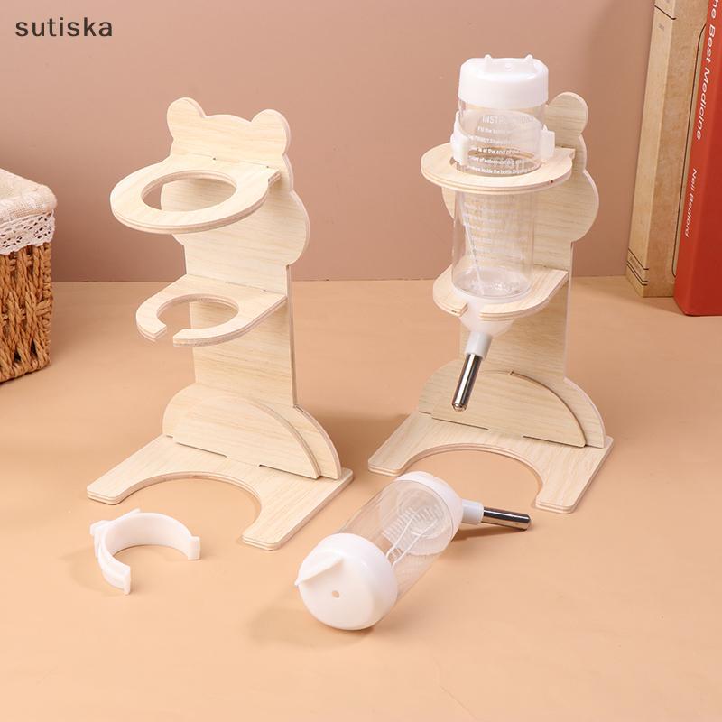 sutiska 2 Pçs Conjunto Hamster Bola Garrafa De Água Ra Vertical De Madeira Maciça Braet Flor Ramo Mouse Dispensador BR