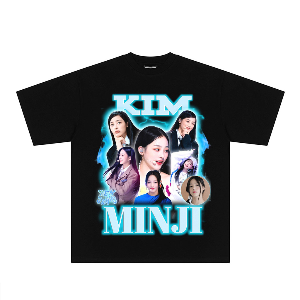 Camiseta Unissex NewJeans Minji Kpop Vintage Fandom Confortável Estilosa Retrô Moda Casual