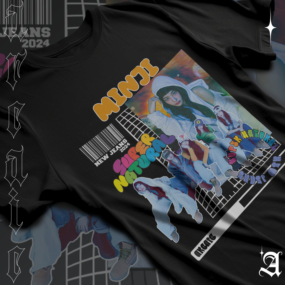 Camiseta Basica Algodao Super Natural New Jeans Girl Group Membro Minji Líder Unissex